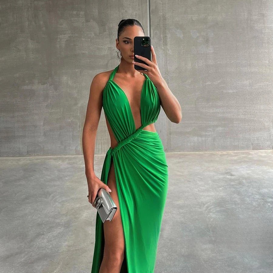 Sexy Backless Slim Dress Side Split Dress Stylebuy